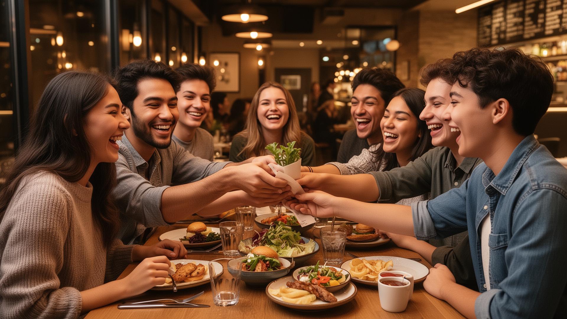 Arkadaşlar birlikte yemek yiyor